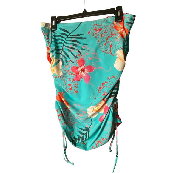 Women's Hapari Swim Bathing Suit TOP (only) 16 turq w Pink . Side rouching EUC - Picture 6 of 15